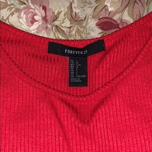 Red cropped flared tank top